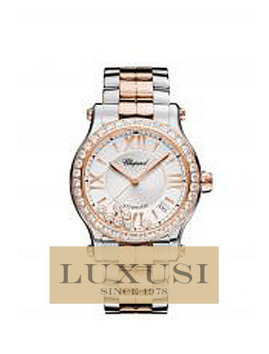 CHOPARD pres HAPPY DIAMONDS HAPPY SPORT 278559-6004 HAPPY SPORT 36 MM AUTOMATIC WATCH 18-CARAT ROSE GOLD, STAINLESS STEEL AND DIAMONDS