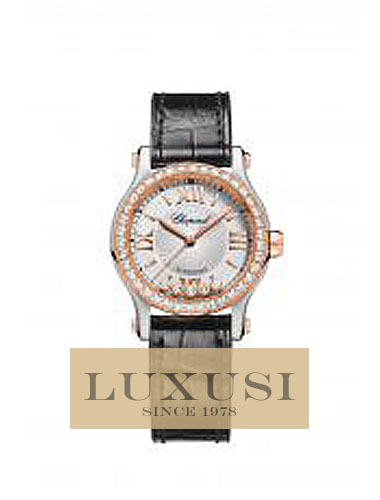 CHOPARD pres HAPPY DIAMONDS HAPPY SPORT 278573-6003 HAPPY SPORT 30 MM AUTOMATIC WATCH 18-CARAT ROSE GOLD, STAINLESS STEEL AND DIAMONDS